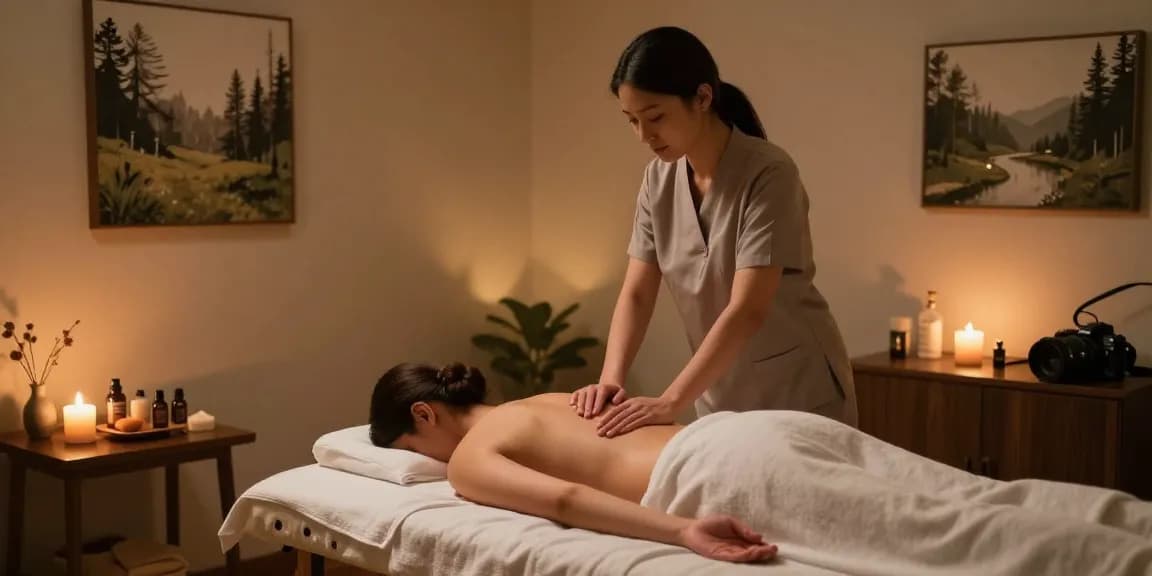 불당동마사지 전문 스파에서 편안하게 마사지를 받는 모습