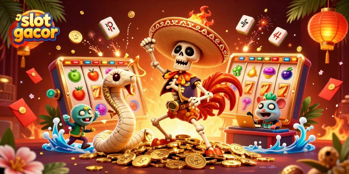 Engage with slot gacor gaming scene featuring vibrant characters and dazzling elements for players.