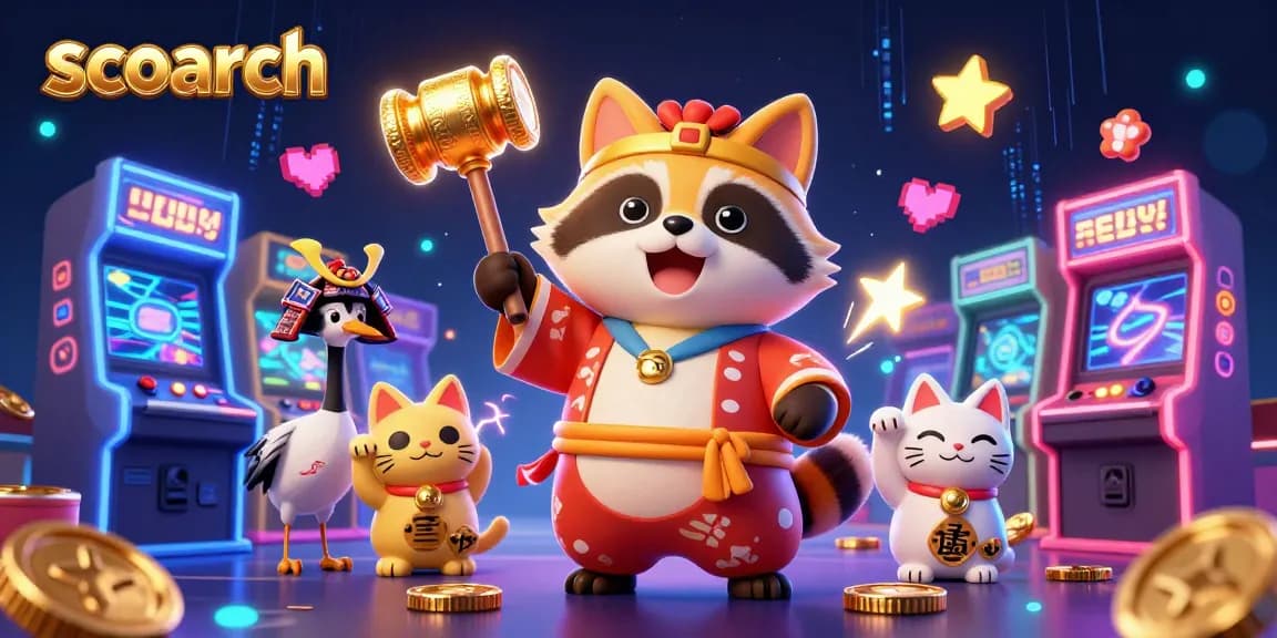 Engage with the vibrant world of scoarch's online credit card casinos featuring playful characters and casino elements.