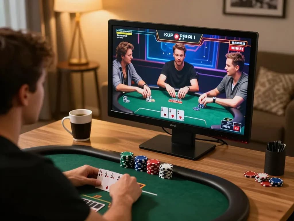 Players engaging in an online poker game using dn88 for an immersive gambling experience at home