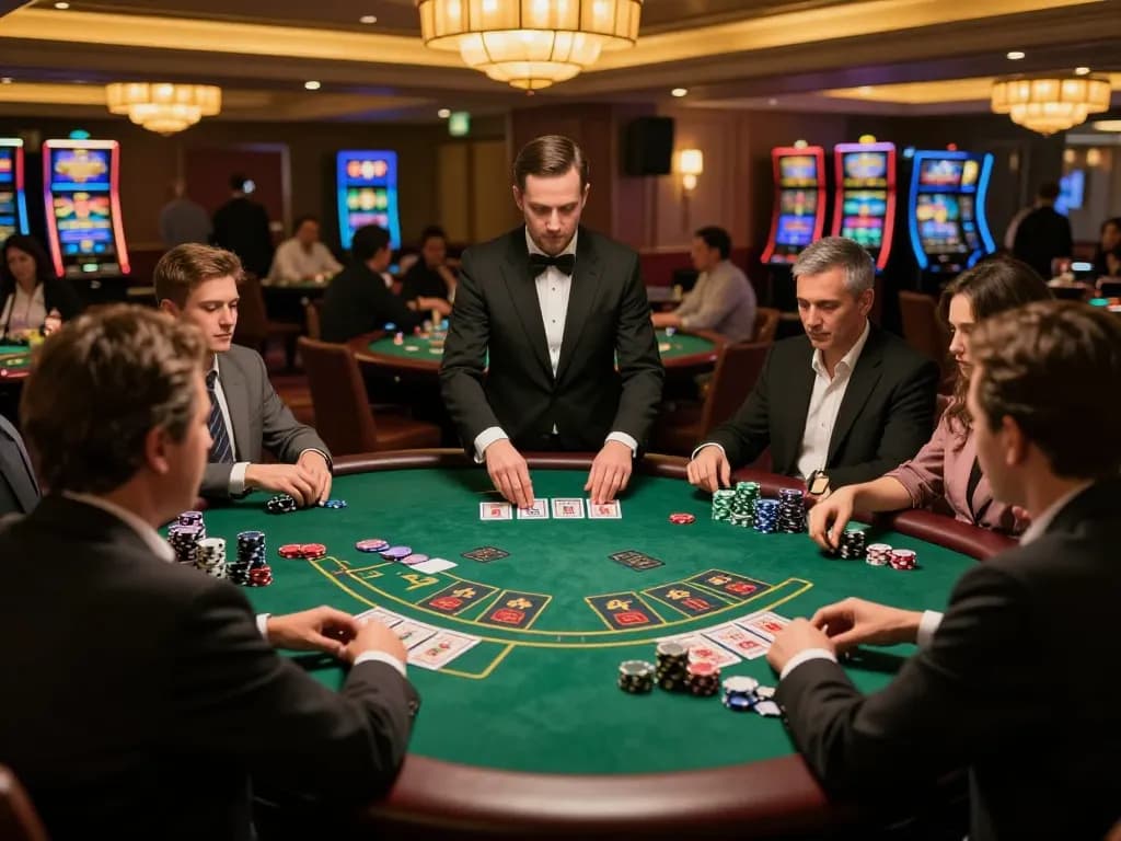Engaging blackjack gameplay with server thailand integration, showcasing strategic betting and player focus.