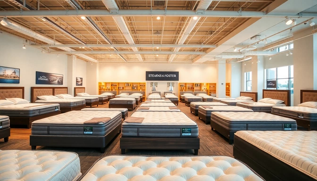 Experience luxury at the stearns and foster factory outlet with exquisite mattress displays.
