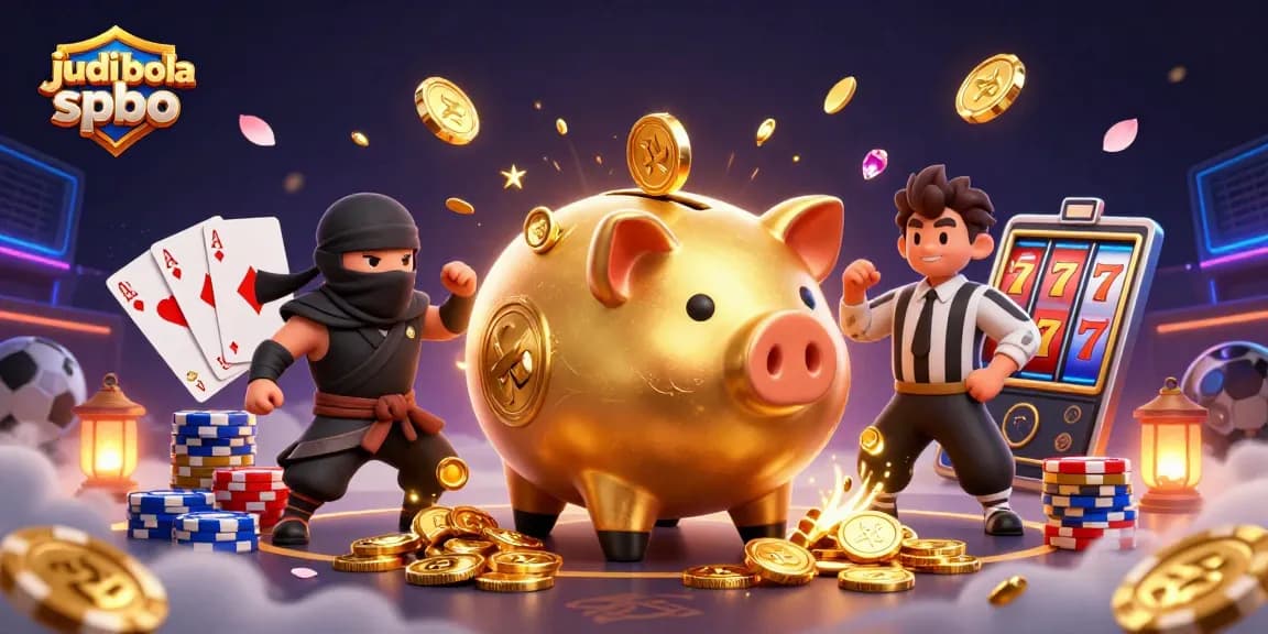 Experience exciting judi bola spbo action with a vibrant 3D illustration of sports betting elements.