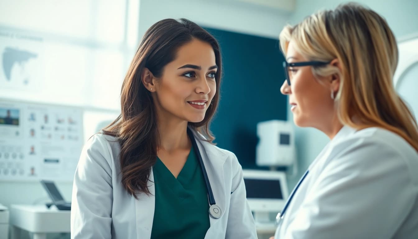 Ringiovanimento ovarico con un medico in consulto in un ambiente accogliente.