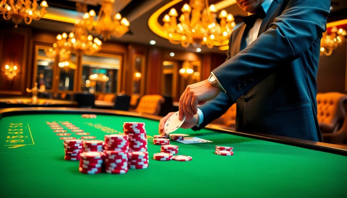 Engaging NK88-themed poker table scene with professional dealer and vibrant atmosphere.