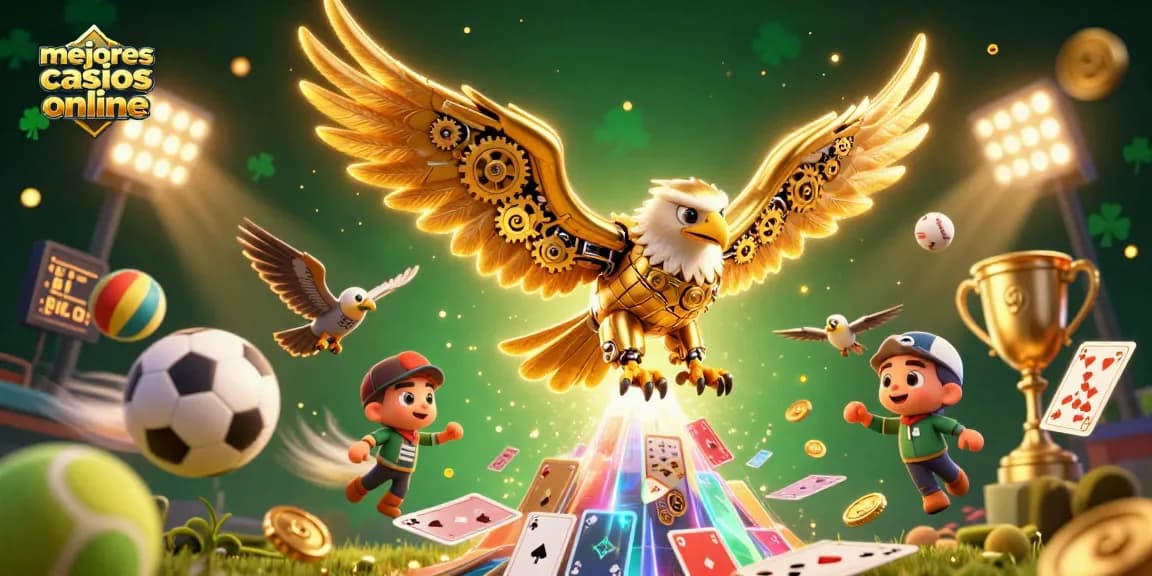 Juega en los mejores casinos online con esta ilustración vibrante que muestra emoción y casinos.