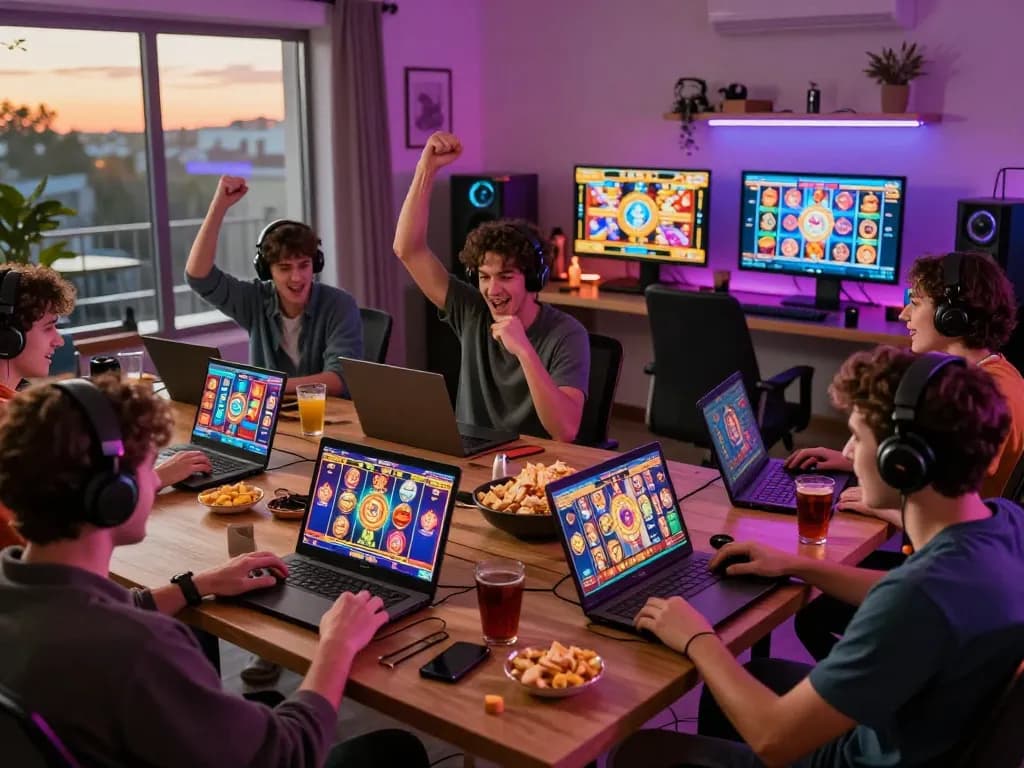Pemain yang terlibat menikmati permainan slot online laoban188 di ruang permainan yang hidup.