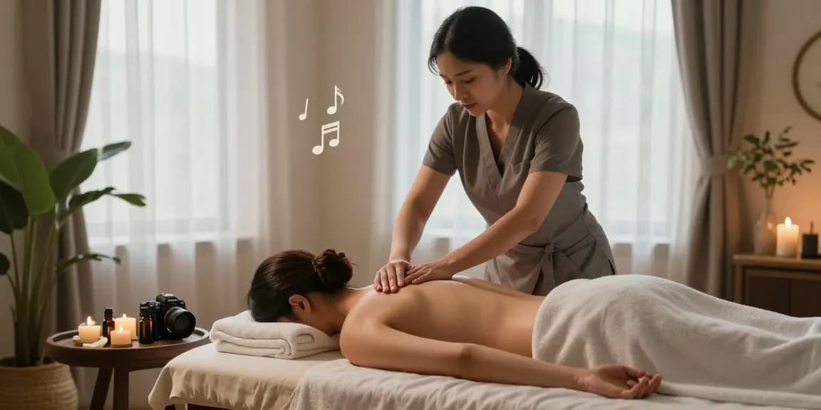부산스웨디시 마사지 받는 장면, 편안한 스파 분위기 연출