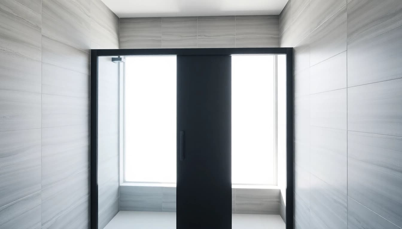 Install a modern black shower sliding door in a stylish bathroom with sleek design elements.