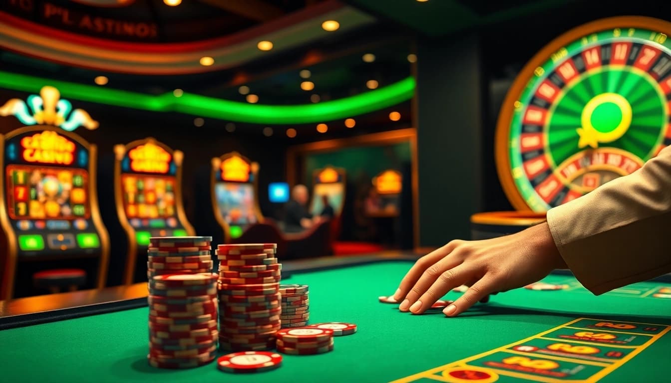 Vivez l'excitation du casino en ligne alors que les joueurs interagissent avec des machines à sous et du poker interactifs.