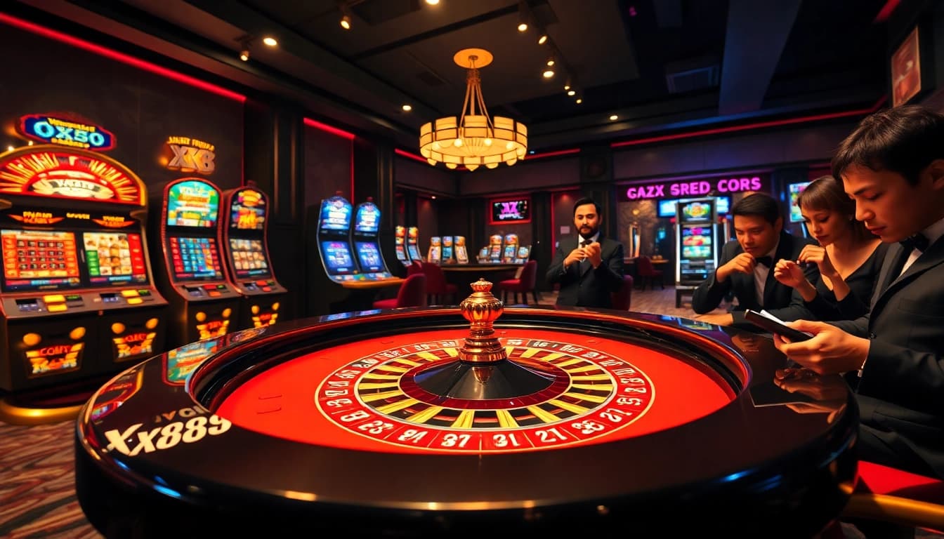 Experience the excitement of XX88 at a lavish roulette table in a casino setting.