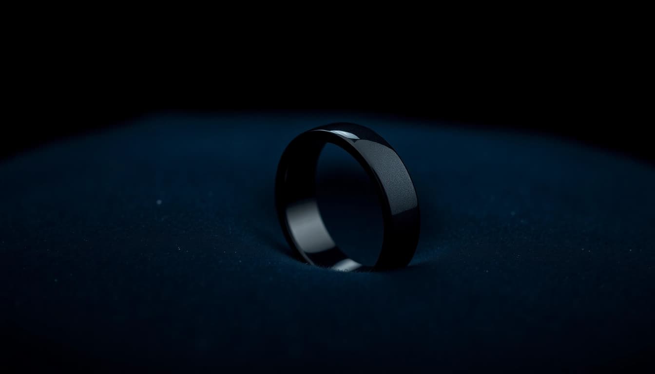 Stylish Black Zirconium Rings featuring a polished finish and modern design.
