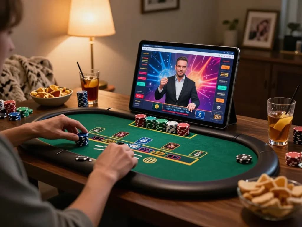 Players engaging in an exciting online casino game on a tablet, showcasing sun win strategies.