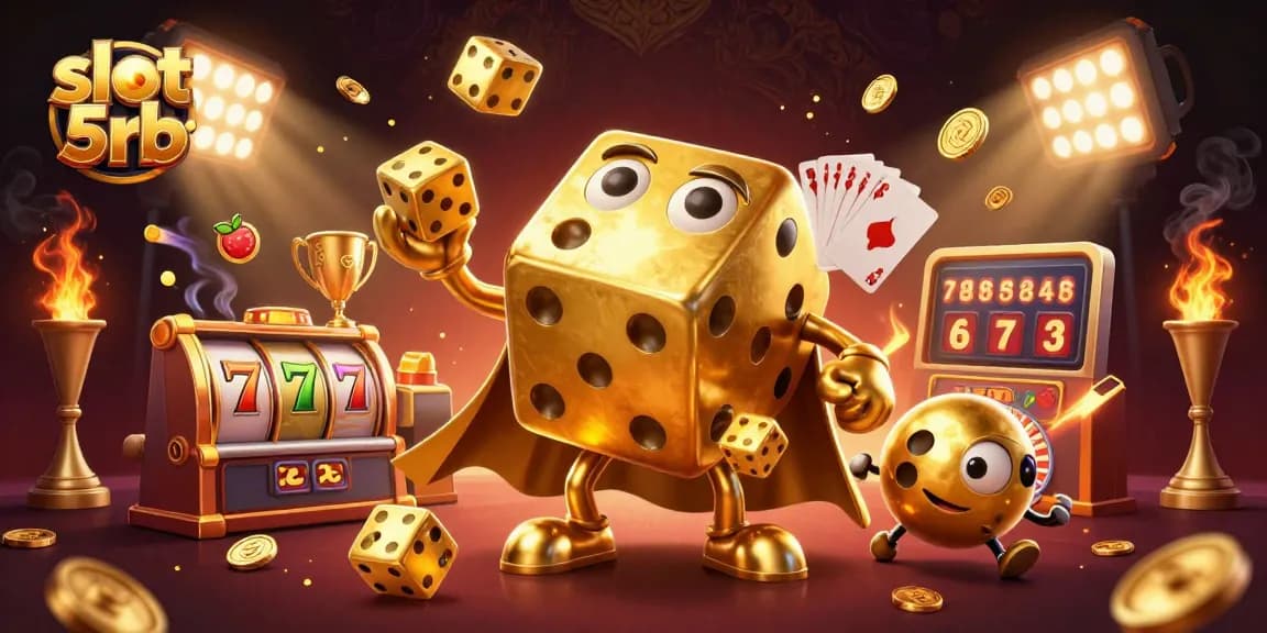 Win big with slot 5rb in an exciting scene featuring jackpot reels and golden dice.