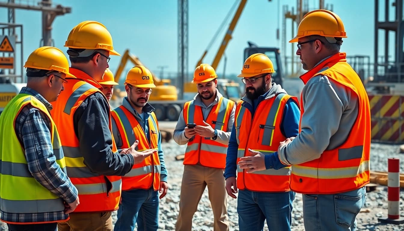 Highlighting construction safety training, participants practice skills with expert guidance in an engaging setting.