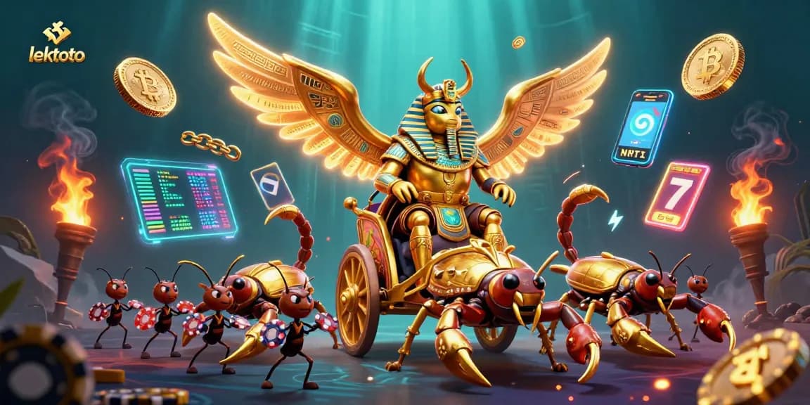 Experience thrilling lektoto fun with a golden scarab beetle, scorpions, and dynamic casino elements!