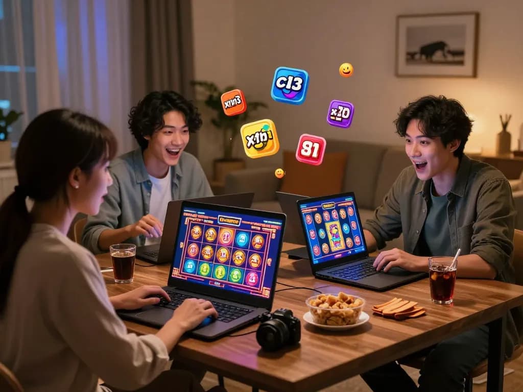 Players enjoying xpay33 bonuses while gaming in a cozy setting with vibrant online casino graphics.