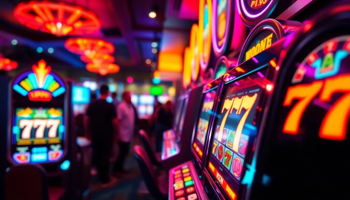 Permainan slot777 dengan visual menarik di kasino yang penuh warna.