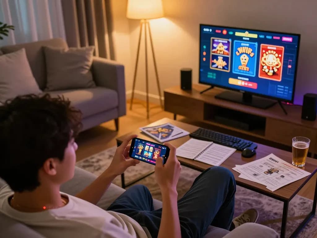 Experience mobile gambling with KKWIN through a vibrant and engaging app interface while relaxing at home