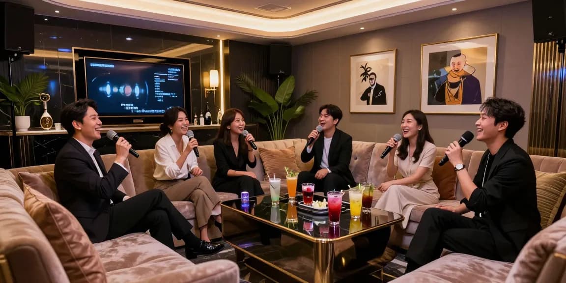 강남쩜오의 고급스러운 룸살롱 내부와 고객들이 즐기는 모습