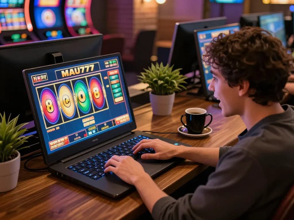 Pemain MAU777 memutar gulungan dalam pengalaman permainan slot online yang menarik