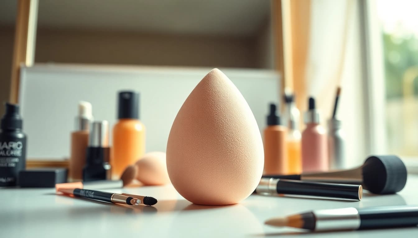 Apply silicone sponge makeup perfectly with a detailed focus on the smooth texture.