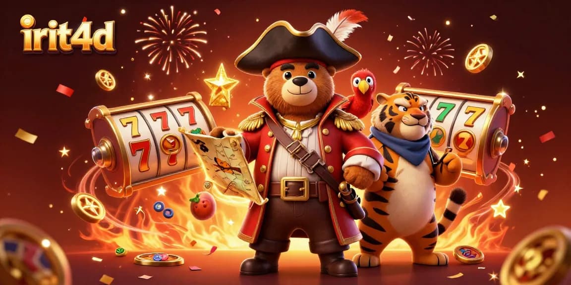 Spin the reels with irit4d's thrilling pirate adventure featuring a bear captain and his crew!