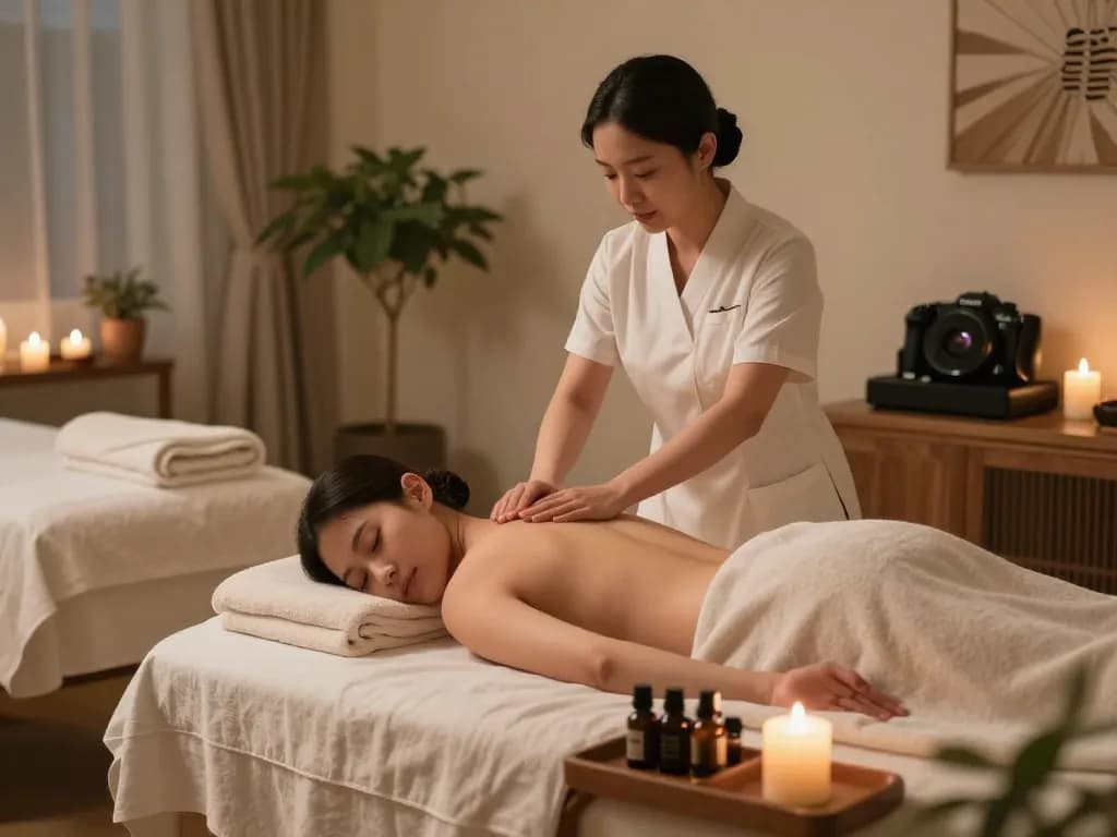 편안한 분위기와 전문 치료사와 함께 평화로운 스파 환경에서 서초스웨디시 마사지 체험하기.