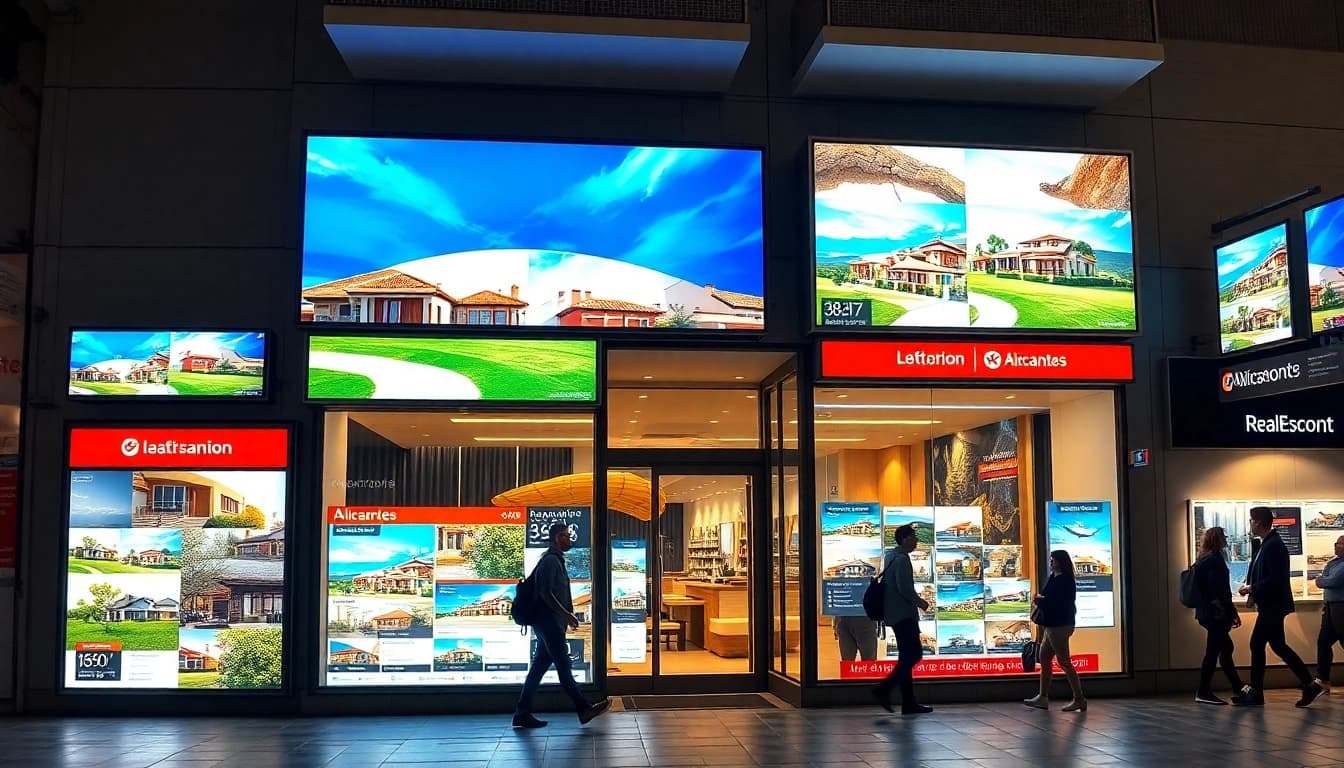 Señales LED atractivas para propiedades en Alicante que atraen a posibles clientes.