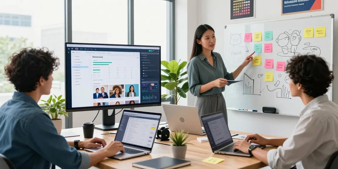 Best place to buy Instagram followers with a team analyzing social media strategies in a modern office.