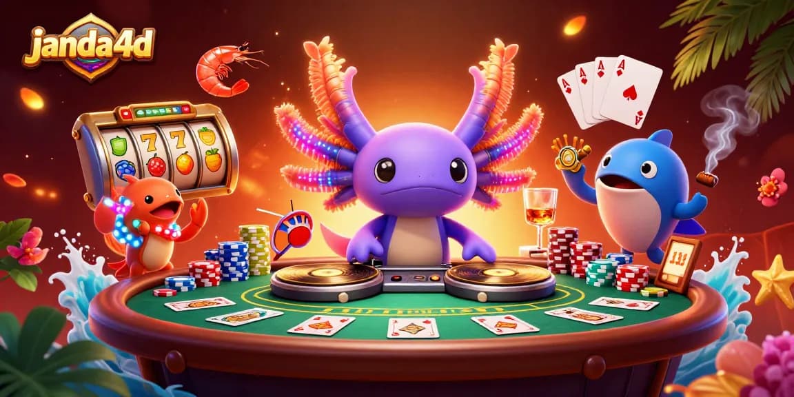 Menangkan permainan slot online di janda4d dengan DJ axolotl dan suasana meriah.