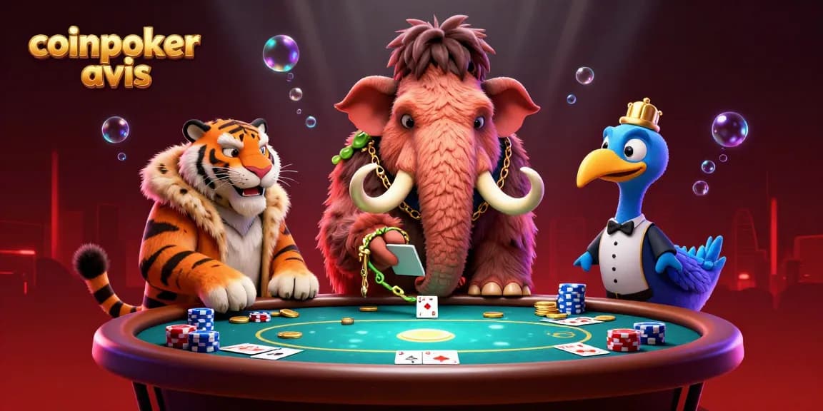 Vous jouez à CoinPoker Avis, avec des personnages de casino animés en pleine action dynamique!