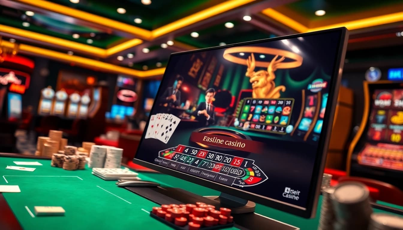 Vivez l'excitation du casino en ligne avec des visuels de jeu vibrants présentant des machines à sous et des jeux de cartes en ligne.