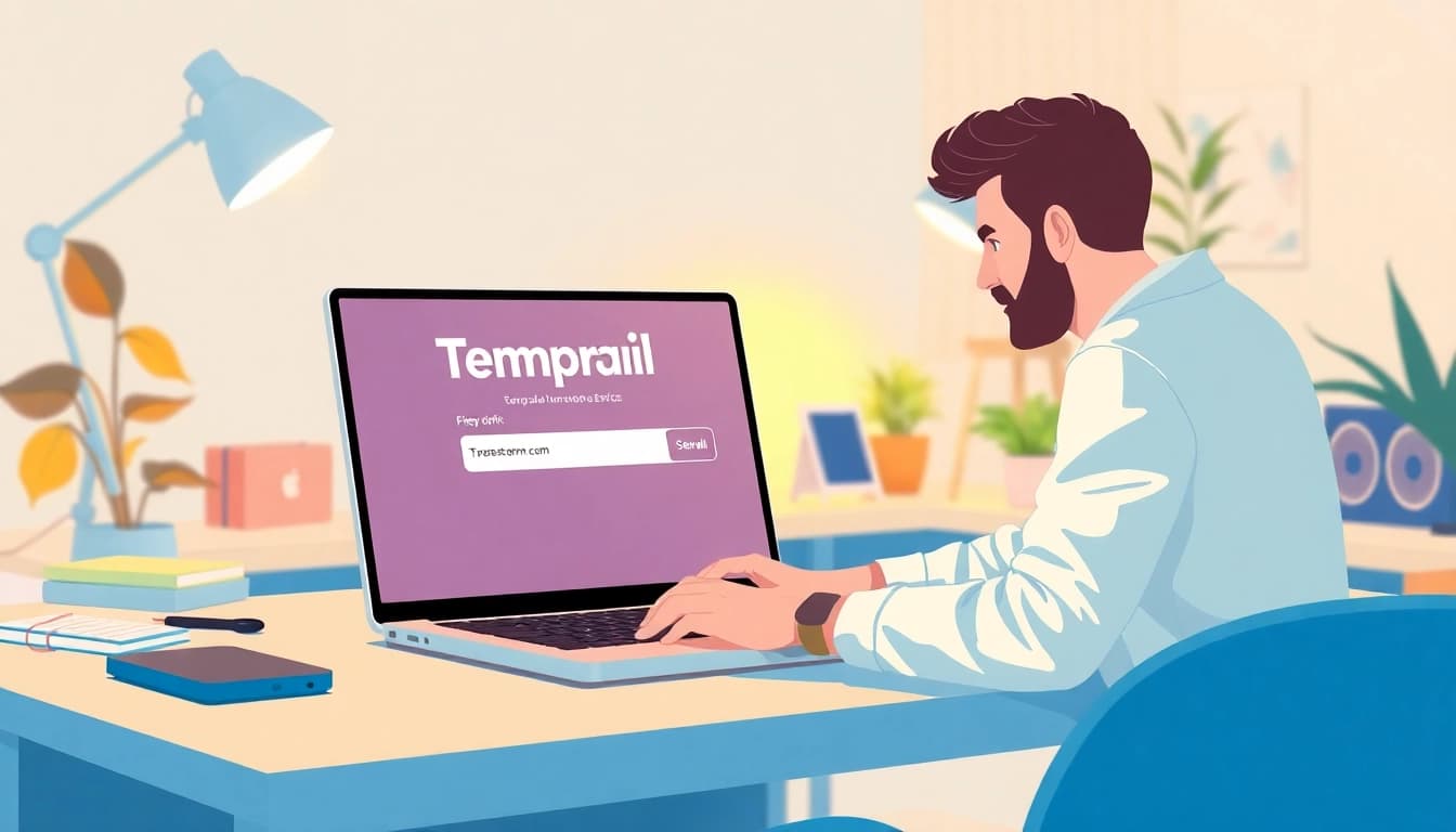 Efficiently using tempmail disposable service on a modern laptop in a cozy workspace