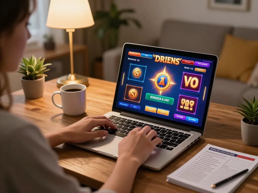 open88 player enjoying online slots at home with colorful graphics and useful strategy notes