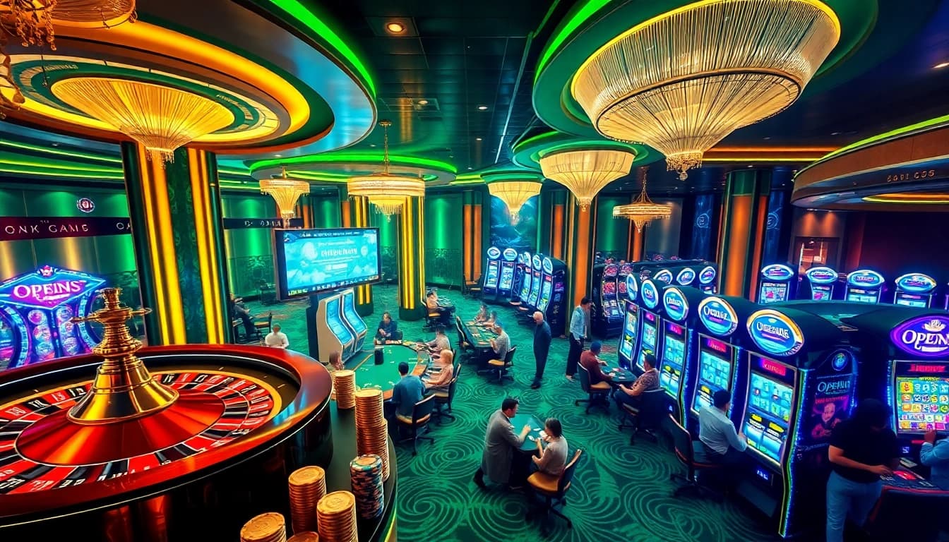 Exciting gambling action at https://open88ss.com/ with roulette and poker games showcasing luxury.