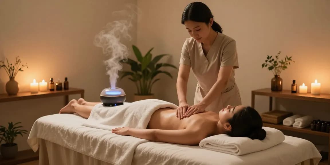 삼성동마사지 스웨디시 마사지 중인 전문 마사지사와 편안한 고객의 모습