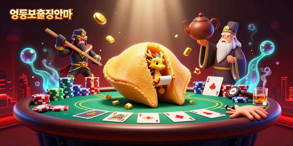 Engage in thrilling 영등포출장안마 with a vibrant 3D scene of a fortune cookie and playful gaming elements.