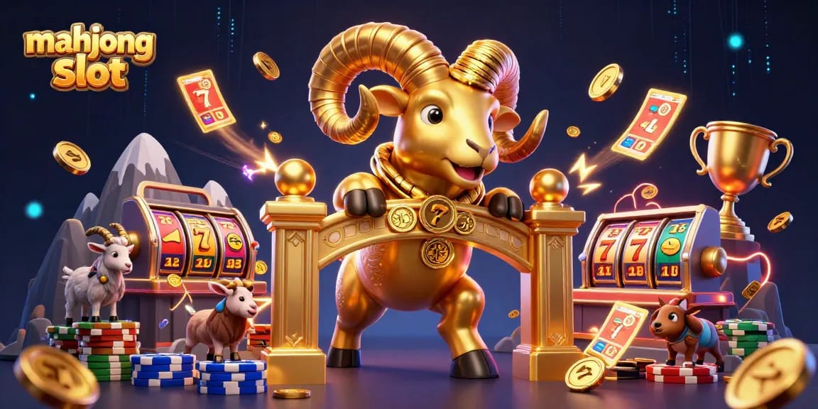 Experience the thrilling mahjong slot gameplay amid flying jackpots and golden coins in this vibrant scene.