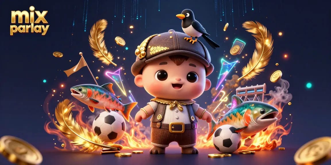 Place bets on mix parlay with colorful characters in a vibrant 3D gambling scene.