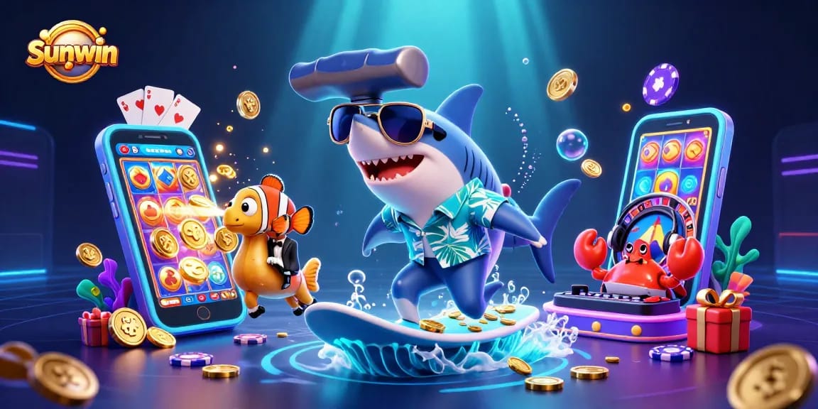 Experience thrilling gaming adventures with Sunwin in this vibrant underwater casino scene.