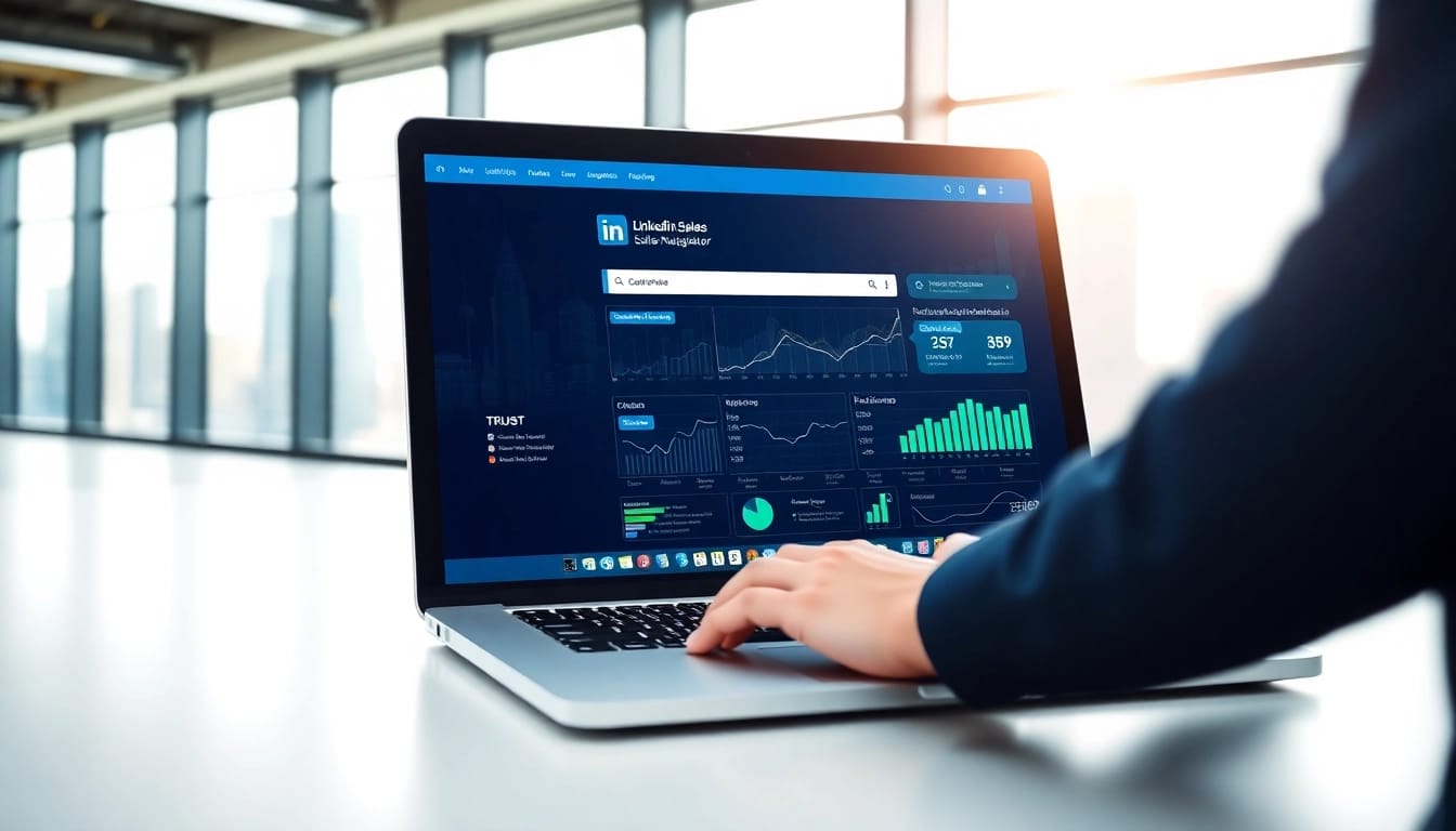 Maximize efficiency with a linkedin sales navigator scraper tool showcased on a laptop screen.