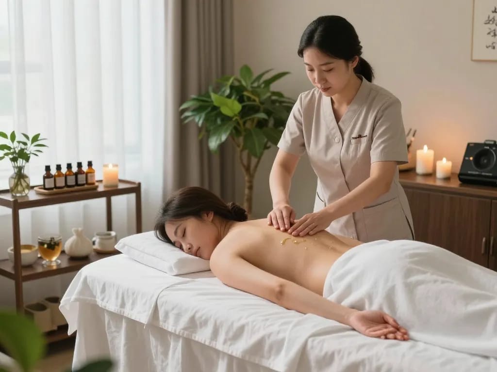 Relaxing 서초스웨디시 massage scene in luxurious spa environment with calming atmosphere.