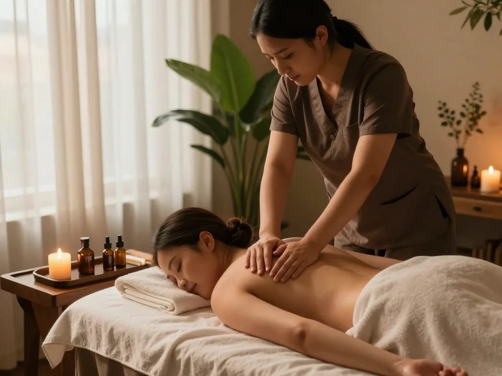 Rejuvenating 천안스웨디시 massage therapy session in a calming spa environment.