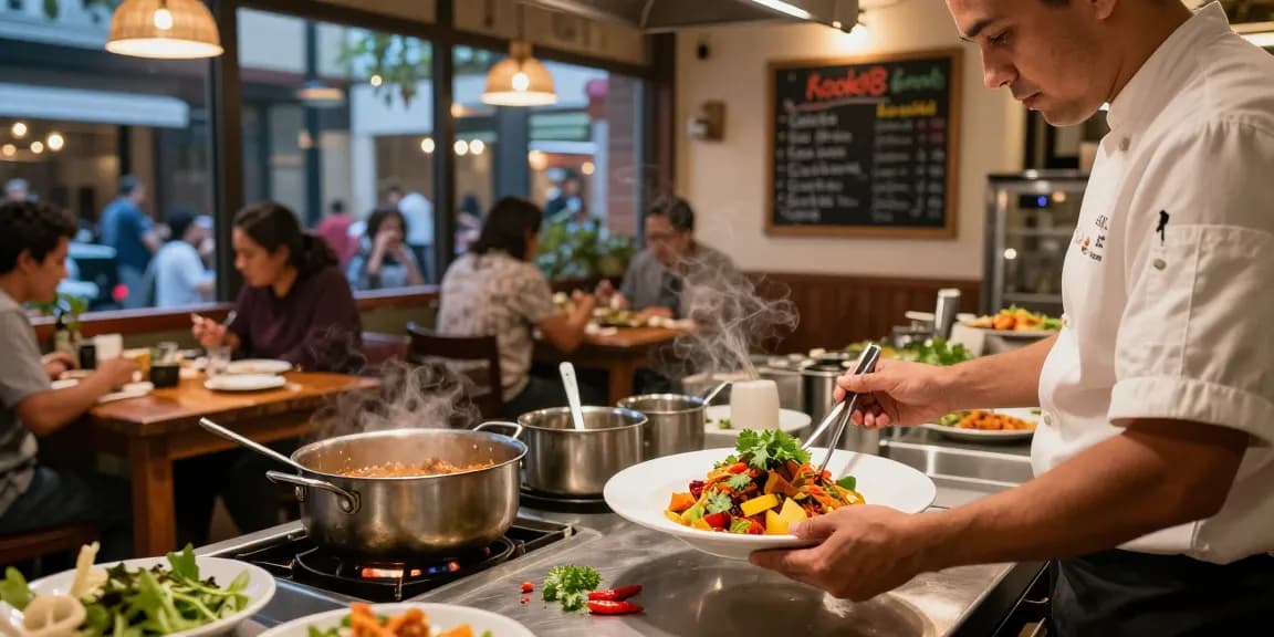 Delicious rokok88 dish being plated in a cozy restaurant kitchen with fresh ingredients and inviting atmosphere.