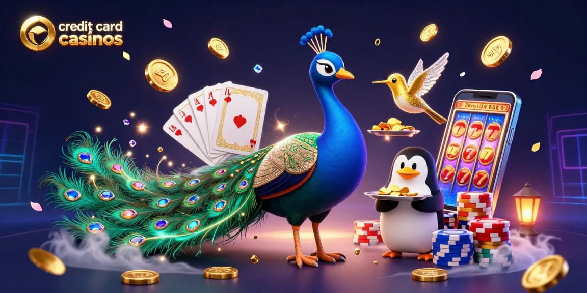 Experience vibrant gaming at credit card deposit casinos with 3D characters in a dynamic casino scene.