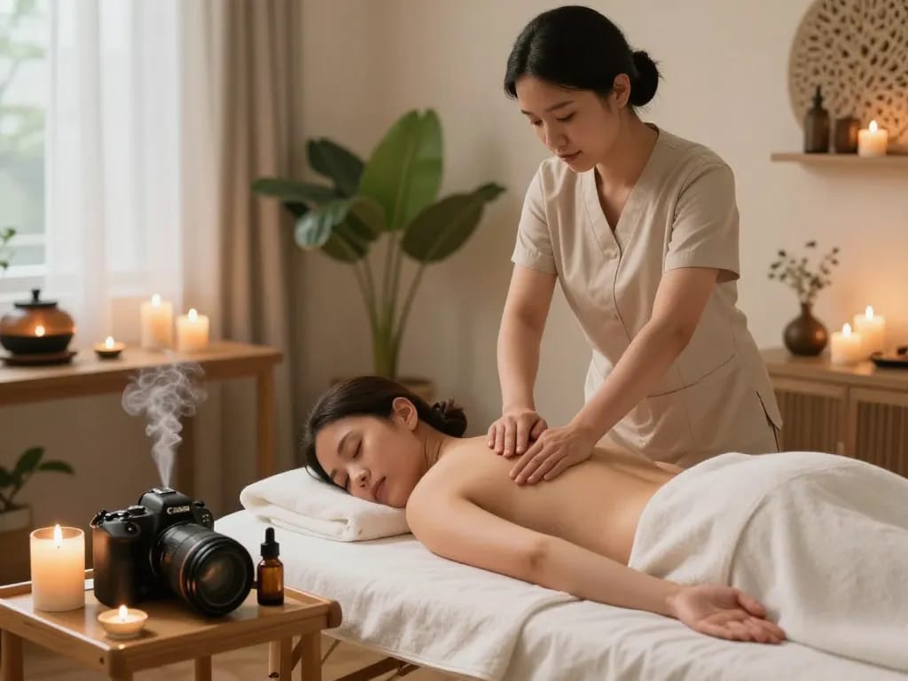 Rejuvenating 논현동마사지 experience in a serene wellness space with calming decor.