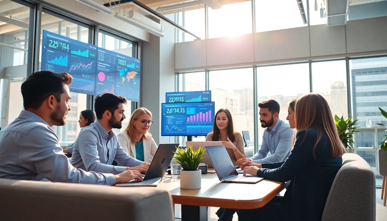 Creative collaboration in a digital marketing company office environment.