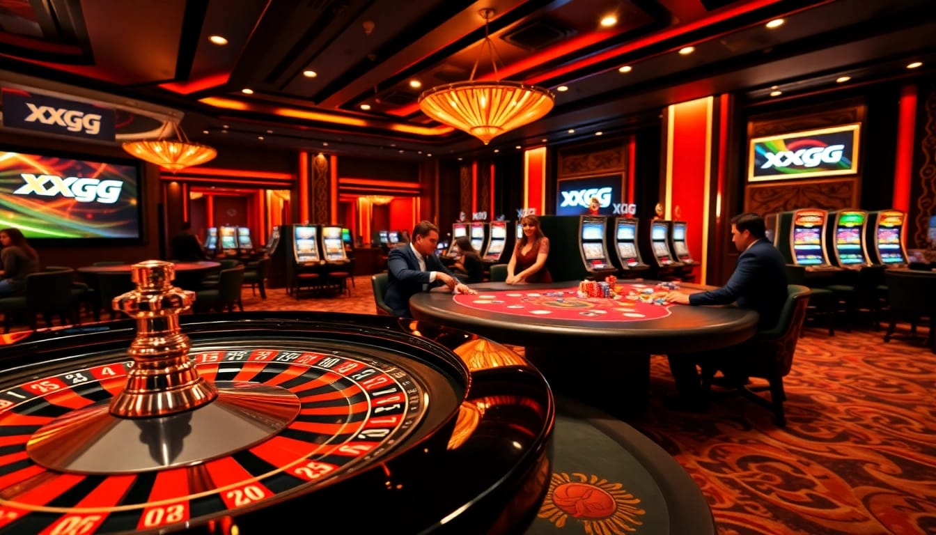Experience thrilling gameplay at the luxurious xxgg casino, featuring roulette, poker, and vibrant slot machines.