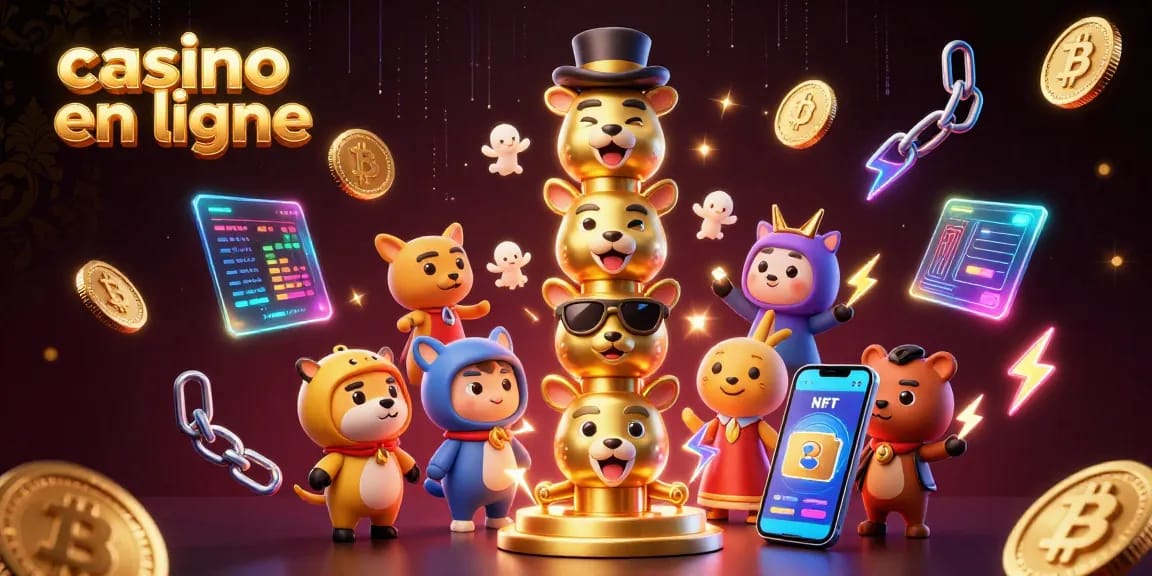 Jouer sur un casino en ligne avec un totem en or symbolisant la chance, entouré de pièces crypto.